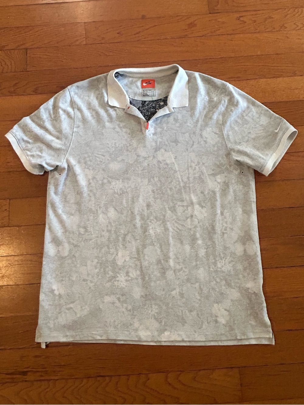 Nike Dri-FIT The Nike Polo Gray Floral Print Golf Tennis Polo Shirt Men's Large